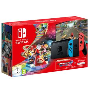 Nintendo Switch + Mario Kart 8 + 3 Month Online Subscription (Neon)